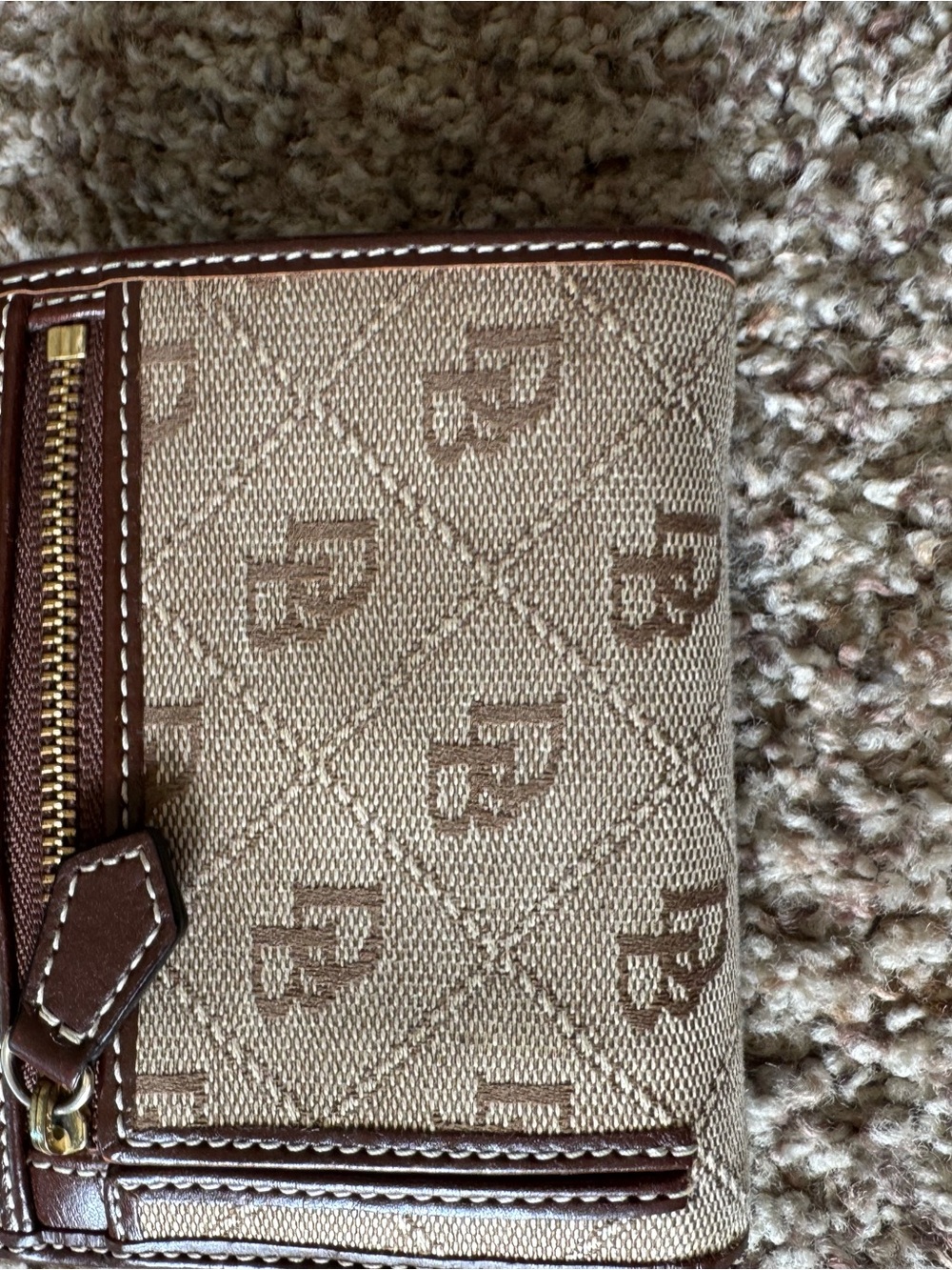 Vintage Dooney & Bourke Monogram Jacquard Bifold Wallet - Brown & Tan - Picture 2 of 7